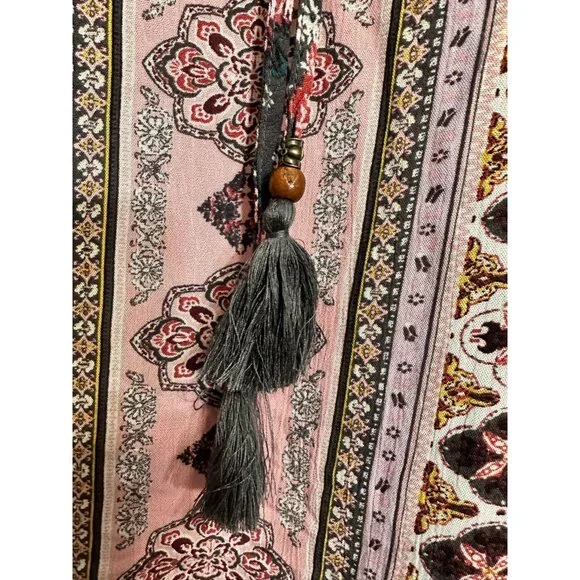 Mason & Belle Casey Tassel Detail Blouse - Gray/Pink S NEW - Picture 8 of 9